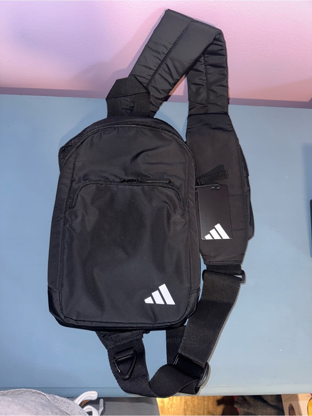 Adidas Black Crossbody Sling Bag with White Logo